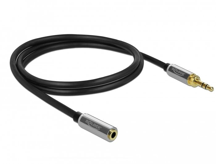 Delock Stereo Jack Extension Cable 3.5MM 3 Pin Male To Female With 6.35MM Screw Adapter 1M