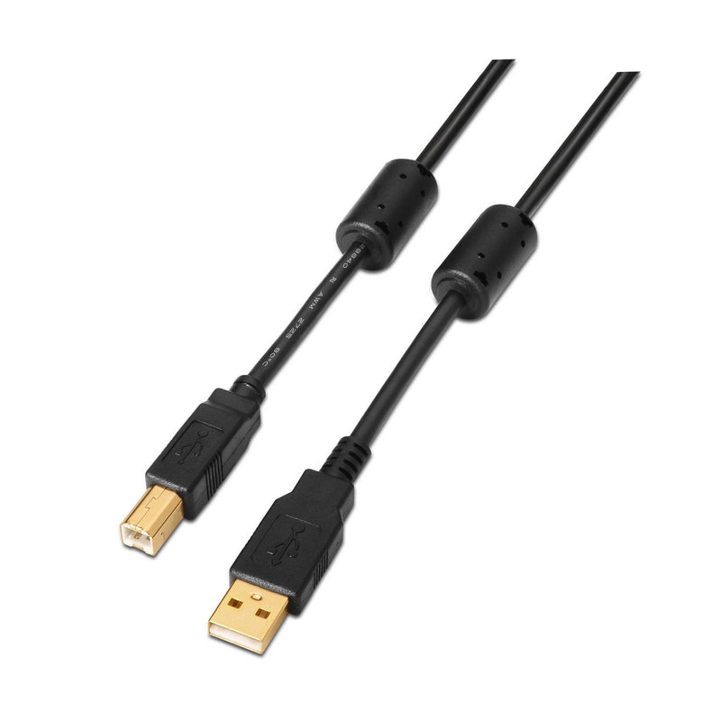 Aisens USB Cable 2.0 Printer With Ferrita - Type a Male a Type B Male - 2M - Black