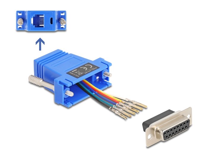 Delock D-sub 15 Pin Connector Female a RJ12 Connector Female Kit Assembly Blue
