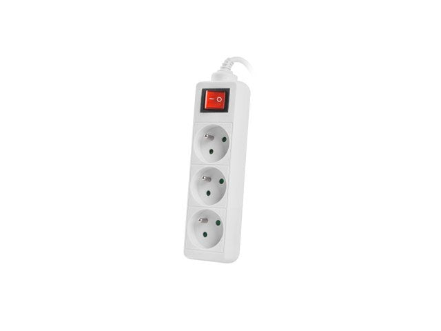 Lanberg PS1-03E-0300-W Power Strip Plugs 3M White 3X 230V Pl With Switch