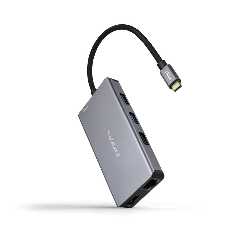 Nanocable Hub USB-C 9 1 Converter USB-C a 3 X USB-A + 2 X HDMI + RJ45 + TF + SD + USB-C Pd 100W - Aluminium -
