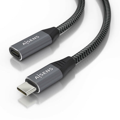 Aisens USB Cable 3.2 GEN2X2 Aluminium 20Gbps 8K@30HZ 5A 100W - Type USB-C/M-usb-c/H - 2M - Grey — image 1