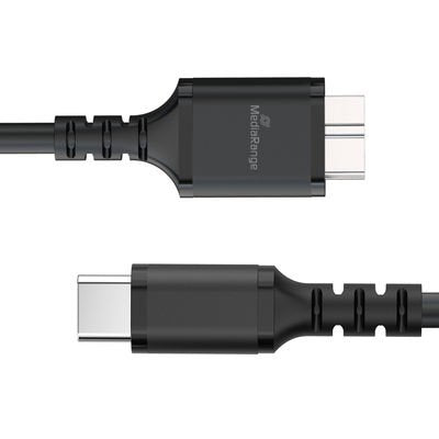 Mediarange Cable Charging Micro-b a USB-C USB 3.0 0.5M, Sw — image 1