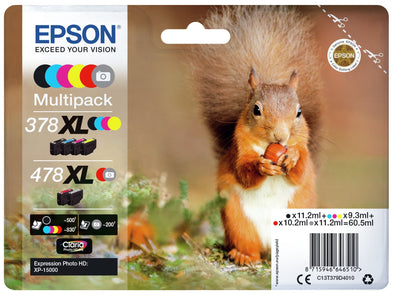 Epson Genuine Ink 478XL Multipack Paquete 6 60.5ML Large Capacity Grey Black Yellow Cyan Magenta Red Expre — image 1