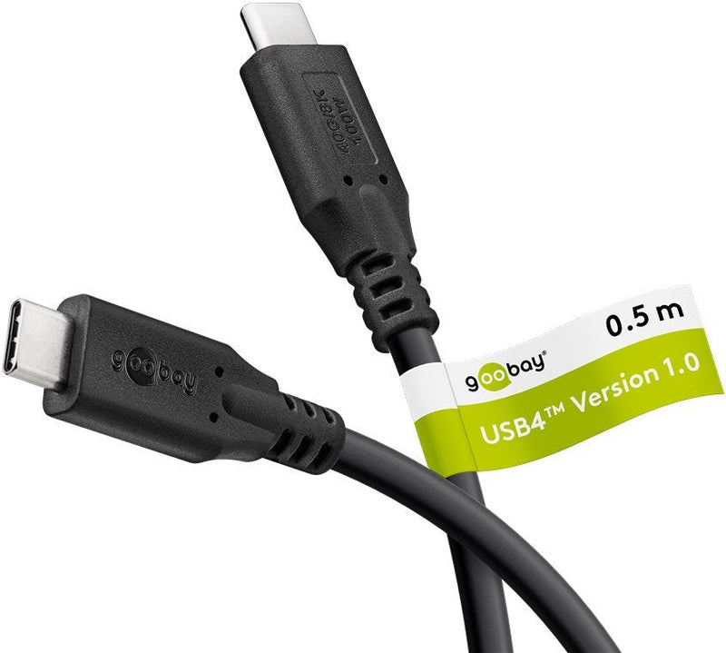 Goobay USB4 Gen 3X2 Cable USB-C Plug USB-C Plug 40GBIT/S Black 0,5 Meter, Pd, Laden With Bis Zu 100 Watt) 7419