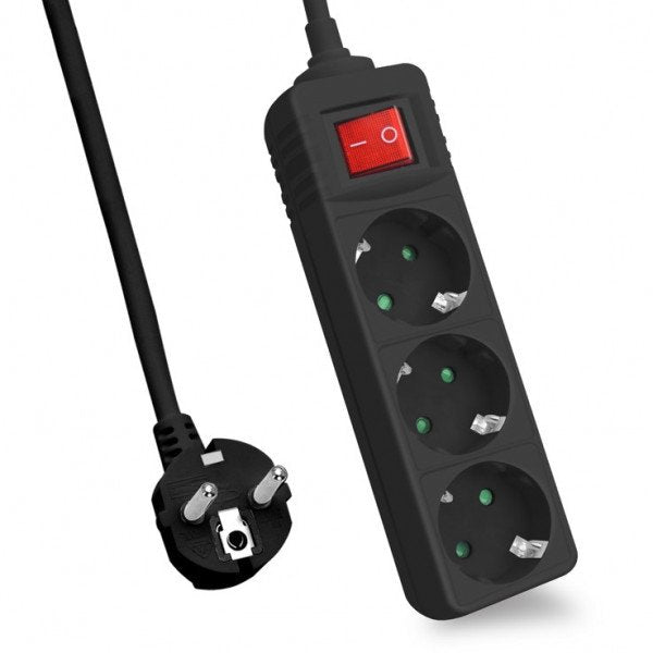 Helos Power Strip Classic, 3 Sockets Black 5,0M, With Switch