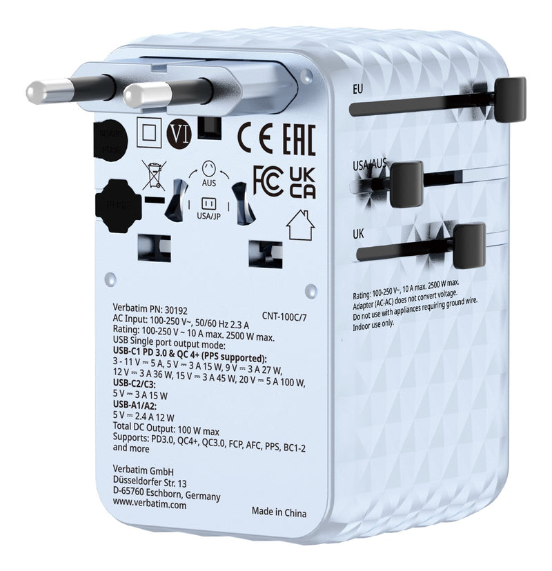 Verbatim 30192 Charger Dispositivo Mobile Phone Universal Blue Power Alterna Charging Fast Indoor