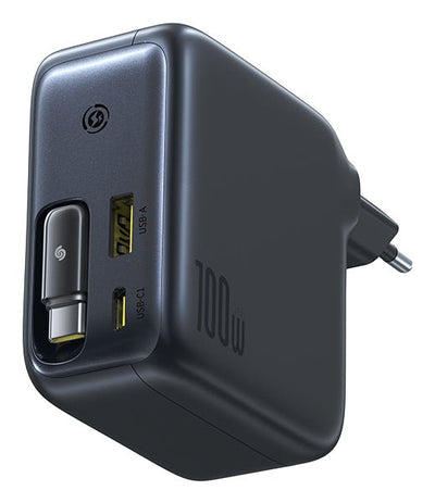 Enercore CJ11 Fast Charger With Retractable Cable 2C + U 100W Eu Cluster Black — image 1
