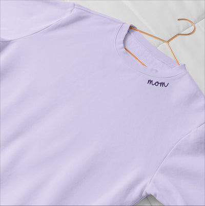 Embroidered Collar Organic Cotton Sweatshirt "Mom"
