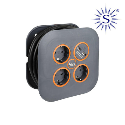 Solera Enrollacables With 3 Bases 2P + T And 2 USB 7321USB — image 1