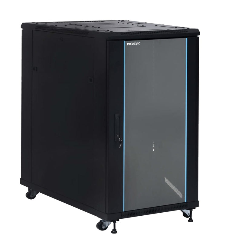 Phasak Cabinet Rack 19 Phasak Pro 22U 600X1000 Montado Includes 2 Trays 19? + Power Strip Electrica 19? + Set