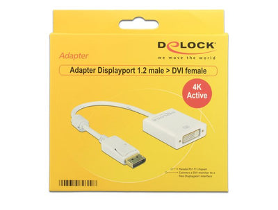 Delock Adaptorcable DisplayPort 1.2 Plug DVI 24 + 5 Socket White 4K Active — image 1
