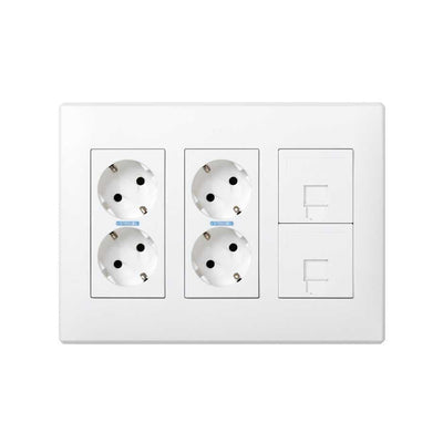 Box With 4 Schuko + 2 RJ45, 500 Cima Surface Or Empotrar White — image 1