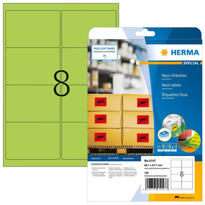 Herma Labels A4 Neon-verde 99,1X67,7MM Paper 160 St. — image 1