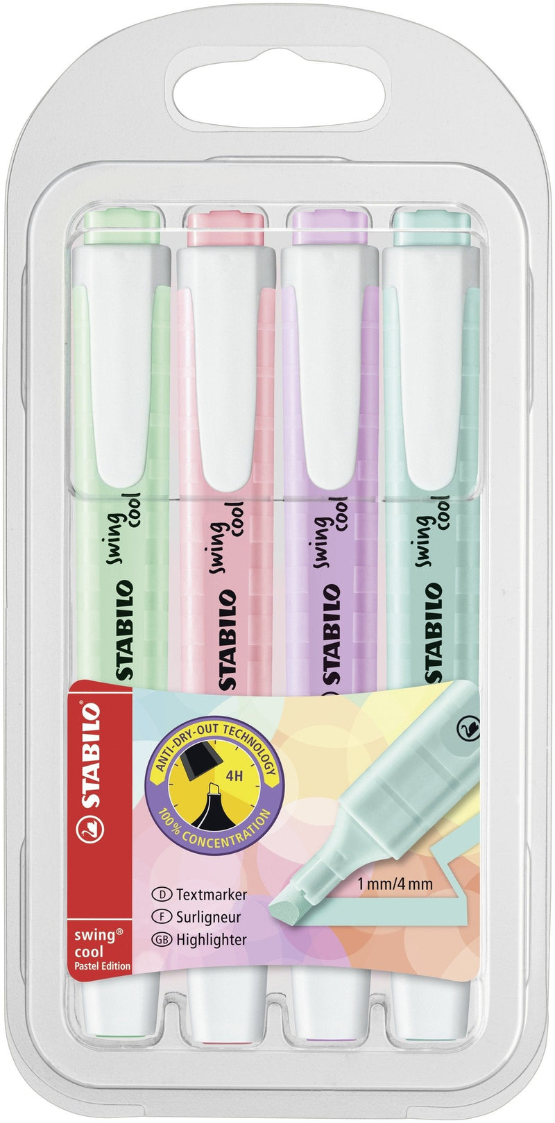 Stabilo Case 4 Markers Swing Cool Pastel Turquesa / Menta / Pink / Violet Colours Pastel Tecnología Anti-secad