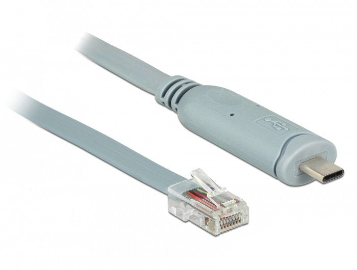 Delock Adapter USB 2.0 Type-c Male 1 X Serial RS-232 RJ45 Male 1,0M Grey