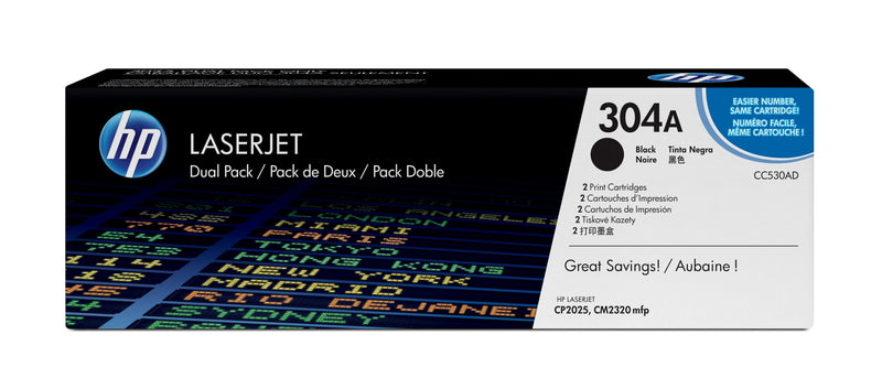 HP Genuine Toner 304A Pack 2 Units CC530AD