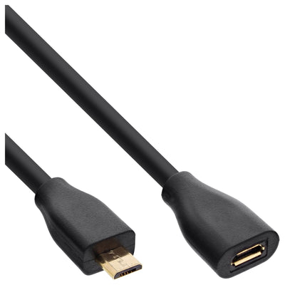 Inline Cable Extensión Micro-usb, USB 2.0 Micro-b M/H, Black/Gold 3M — image 1
