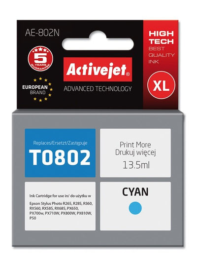 Activejet Ink AE-802N (reemplazo Epson T0802 - Supreme - 13,5ML - Cyan — image 1