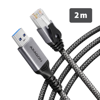 Axagon ADE-AM20 USB-A 3.2 Gen 1 - Gigabit Ethernet Adapter With Integrated CAT.6 RJ-45 Network Cable (2M), Asi — image 1
