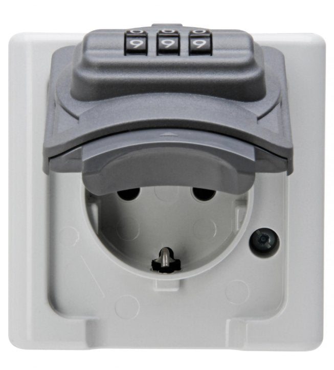 Base Fixed 2P + T Type F Surface Grey 16A 250V~ With Lock Combinación
