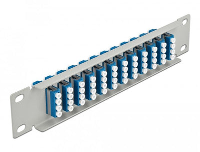 Delock 66796 Panel Connection Fibre Optic 10 12 Ports Lc Quad Blue 1U Grey — image 1
