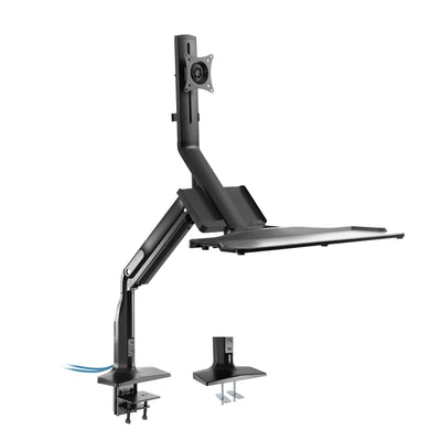 Inline Stand Desk Estación Trabajo With Elevador And USB 3.0, Mobile Phone Keyboard Mouse And Monitor Up To 81 — image 1