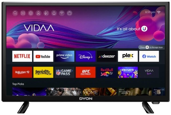 Dyon Televisión Smart 24 Vx, LED 24, Negro Wxga, WLAN, Smart TV D800211