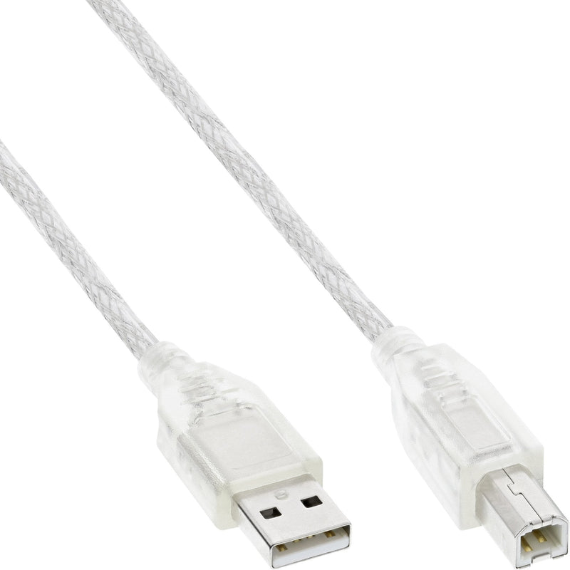 Inline USB 2.0 Cable a B Male Transparent 3M