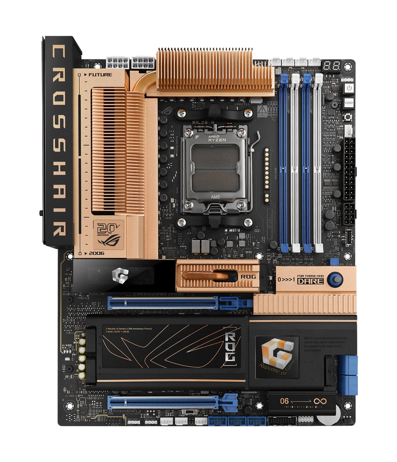 ASUS Motherboard Rog Crosshair 2006 ATX AMD X870E AM5, 20 + 2 + 2 Drmos, DDR5, Ethernet 10GB, Wi-Fi 7, OLED 2,
