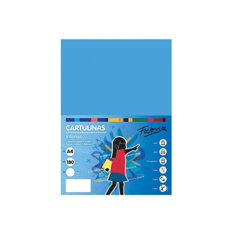 Fabrisa Pack 50 Cartulina 180GR A4 Blue Turquesa