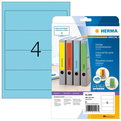 Herma Labels Ring Binder 61,0 X 192,0MM Blue — image 1