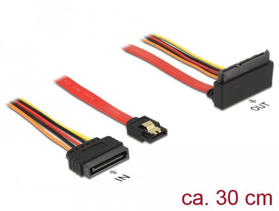 Delock Cable SATA 6GB S 7 Pin Buchse + SATA 15 Pin Strom Plug SATA 22 Pin Buchse Oben Gewinkelt Metall 30CM — image 1