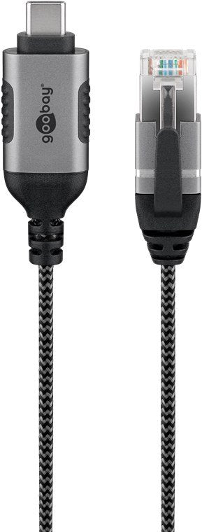 Goobay Cable Adapter Ethernet USB-C 3.2 GEN2 RJ-45, Slim Black Grey 3 Metres 74404 — image 1