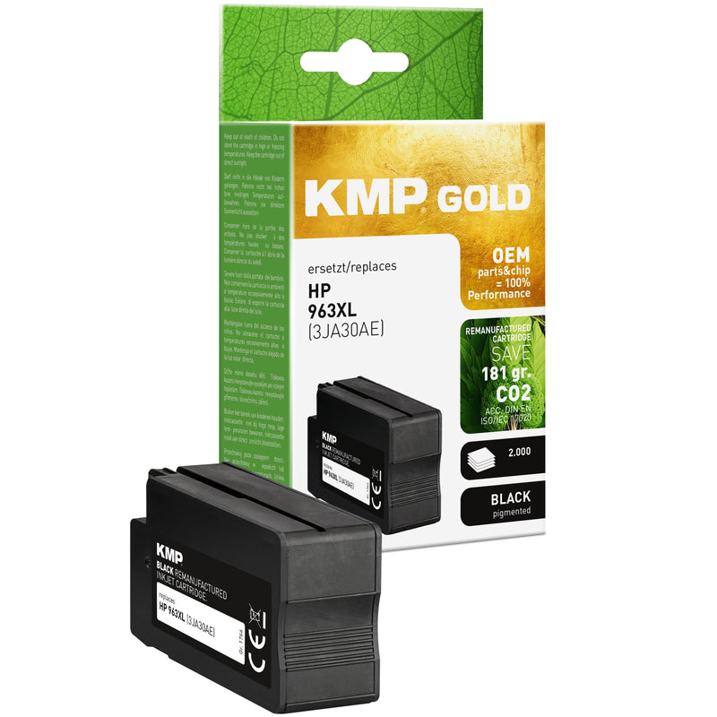 Ink Kmp Gold Compatible With HP 963XL Black (3JA30AE) With Pieces Oem And Chip, HP Officejet Pro 9010, 9012, 9