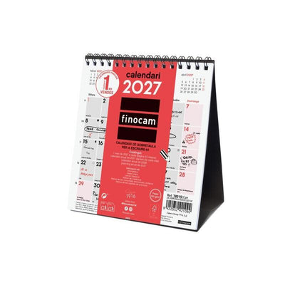 Finocam Neutro Calendario Desktop Catalan - Anual 2027 - Mes Vista - Formato Xs - 140X150MM - Espiral Double - — image 1