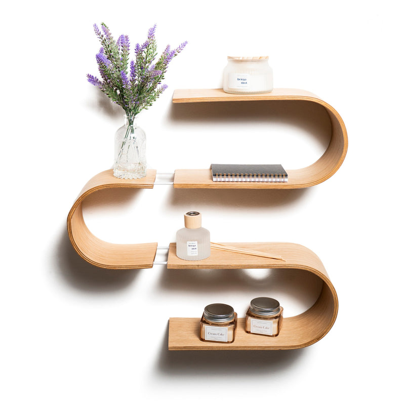 Floating Wooden Wall Shelf - Snake