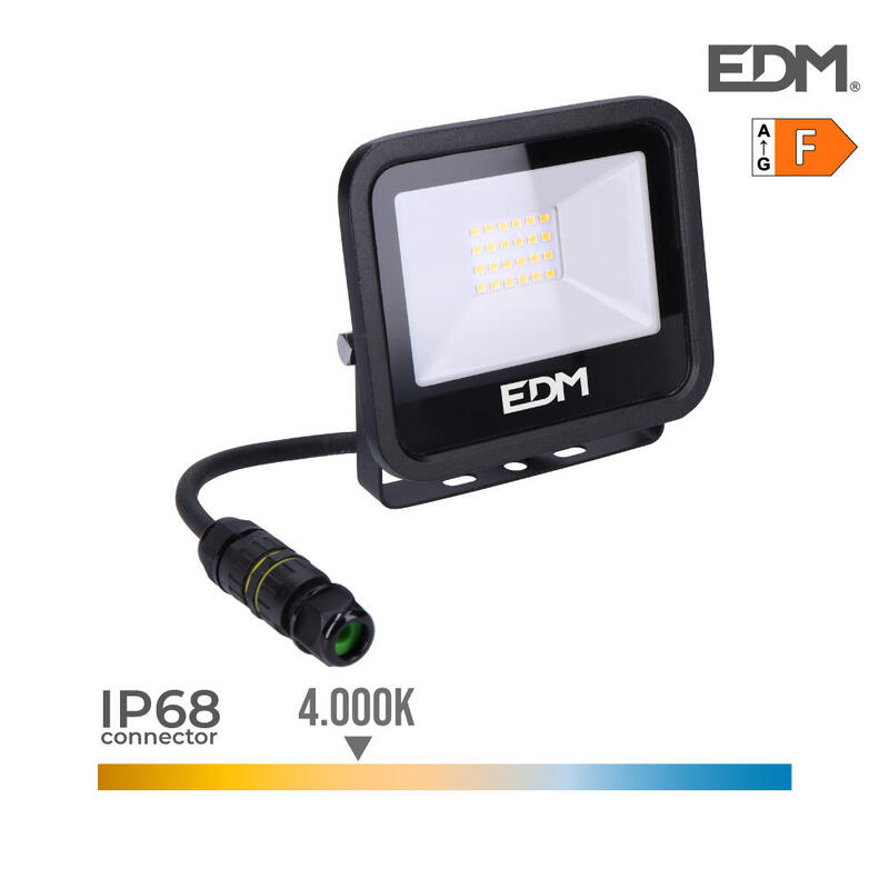 EDM Foco Projector LED 20W 1520LM 4000K Light Dia Black Series 12,4X10,6X2,8CM