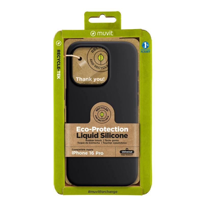 Muvit Case Recycletek Liquid Silicone Apple Iphone 16 Pro Max. Black