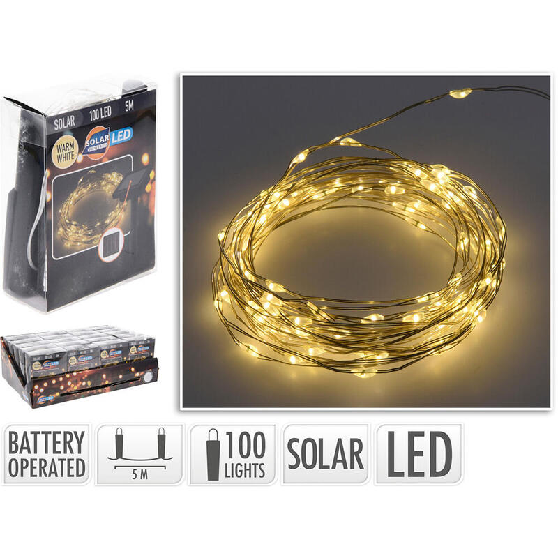 Garland Mled, White Calido, IP44, 100 Leds Solar, 5M. Basics