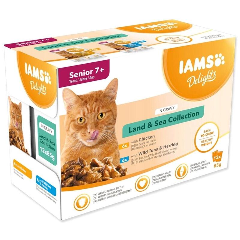 Iams Delights Senior Land & Sea Collection In Gravy Caja – Comida Húmeda Gato – 12X85G