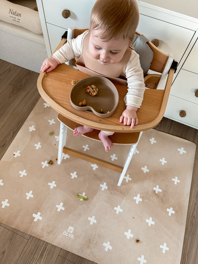 Kids Mealtime Floor Mat, Non-Slip & Waterproof - Cross Sand