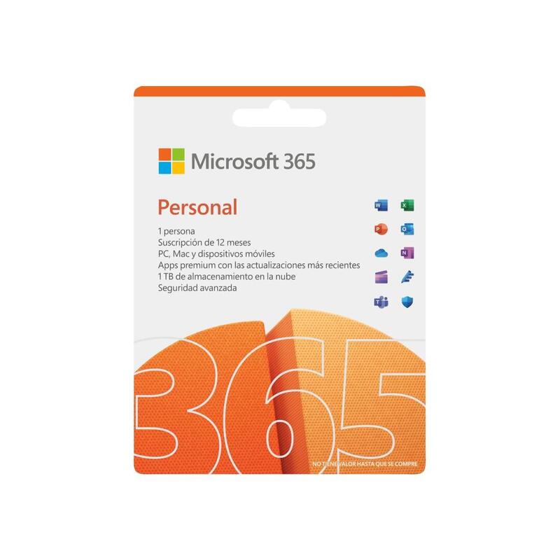 Microsoft 365 Personal 1 Usuario - 1 Year Formato Fisico