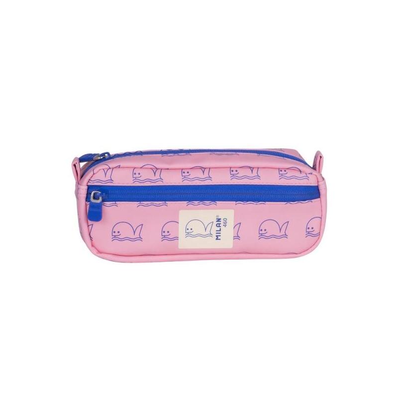 Milan Collection 460 Portatodo Rectangular - 2 Compartimentos With Zip - Pink/Blue