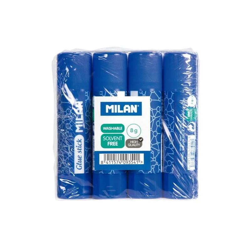 Milan Pack 4 Barcodes Glue 8G - Multiusos - Multisuperficies - Without Disolventes - Uso School - Blue