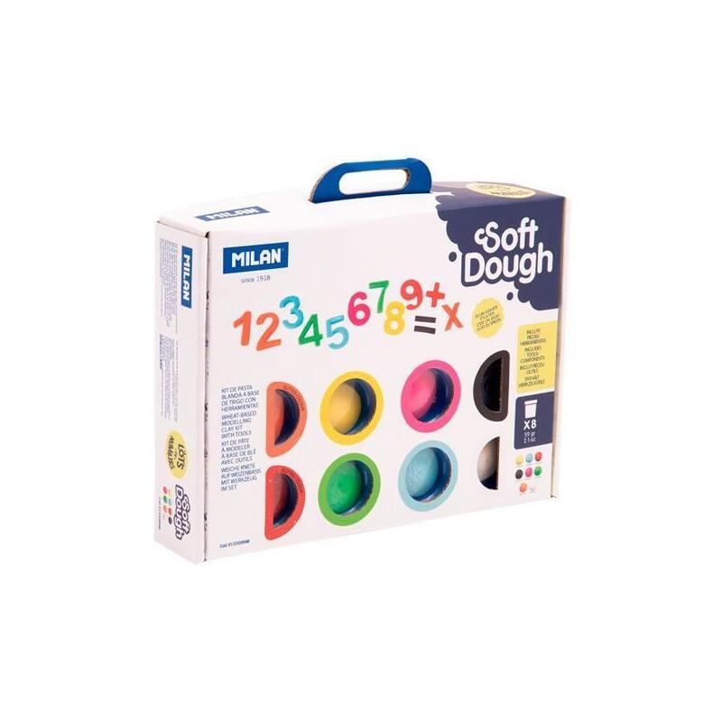Milan Pasta Blanda Soft Dough Case 8 Botes 59GR C/Tools Números C/Surtidos