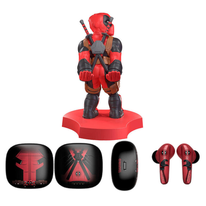 Mini Cable Guy + Headphones Inalambricos Deadpool Marvel