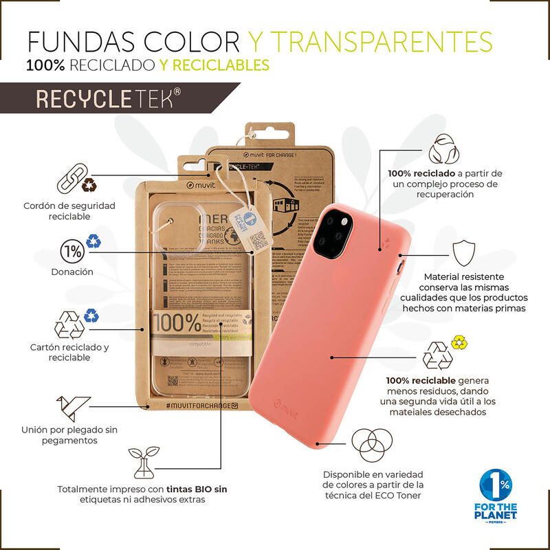 Muvit For Change Case Recycletek Compatible With Apple Iphone 14 Pro Transparent