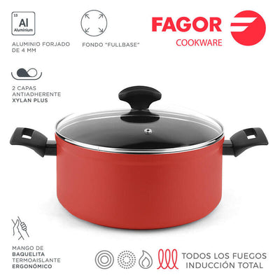 Fagor Pot Maxima + Cover Red Aluminium 3004 Ø20X10CM — image 1