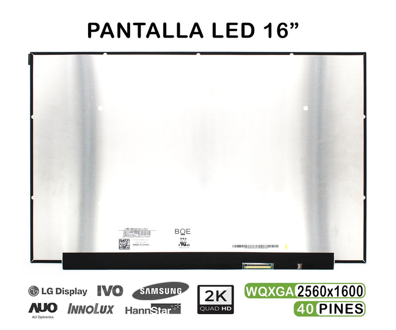 Screen LED 16 Laptop NE160QDM-N62 40 Pines